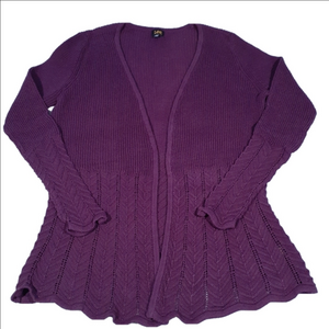Lee Plum Purple Open Cardigan Size Small